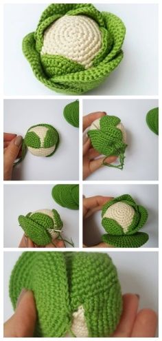 Crochet Cabbage, Knitted Food, Knit Amigurumi, Food Crochet, Fabric Basket Tutorial, Doll Storage, Crochet Toys Free Patterns, Crochet Toys Free, Cross Stitch For Kids