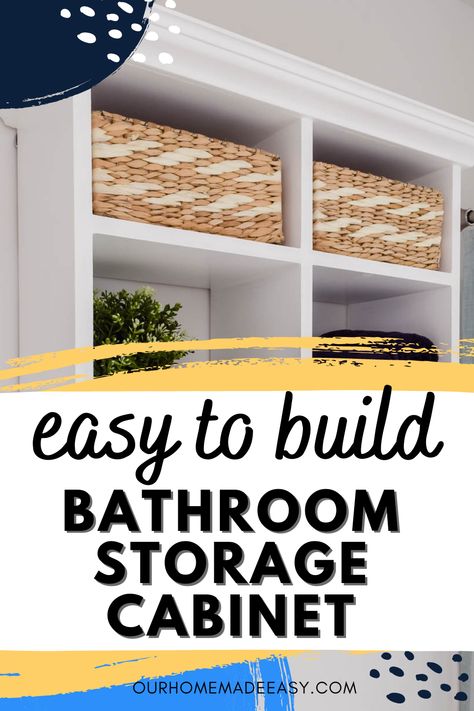 How To Build A Bathroom Cabinet, Open Bathroom Cabinet Ideas, Above Toilet Storage Cabinet Diy, Bathroom Wall Cupboard, Cabinet Above Toilet Storage Ideas, Diy Bathroom Wall Cabinet, Cabinet Over Toilet Ideas, Bathroom Wall Cabinet Ideas, Diy Bathroom Cabinets