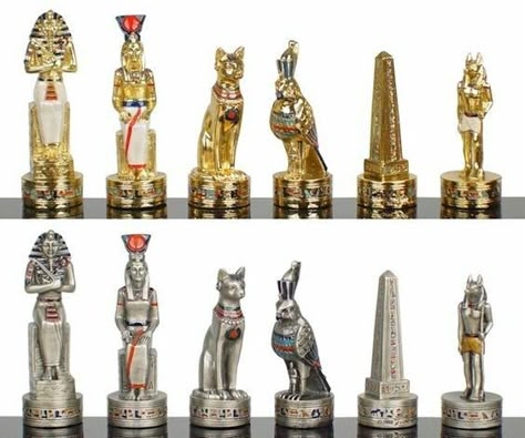 Egyptian chess set Themed Chess Sets, Chess Boards, Chess Set Unique, Art Through The Ages, Chess Master, Kings Game, Chess Sets, Chess Game, Chess Pieces