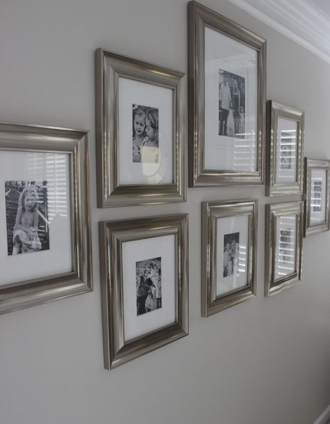 design indulgence: BEFORE AND AFTER Painted Picture Frames, Frame Layout, Photo Wall Gallery, Gallery Frames, Picture Frame Designs, Silver Picture Frames, Gallery Wall Frames, Design Exterior, Wall Frames