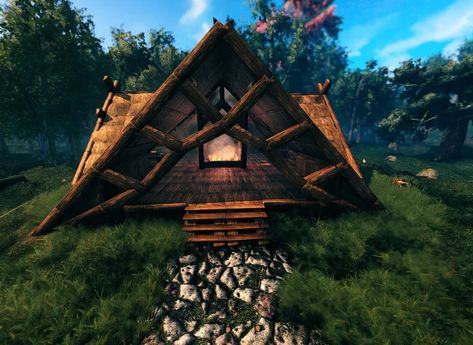 Decorative starter building for small community Valheim Build Valheim Small House, Valheim Starter Base, Valheim Starter House, Valheim House Ideas, Valheim Builds, Small Community, Base Building, Build Inspiration, Ark Survival Evolved