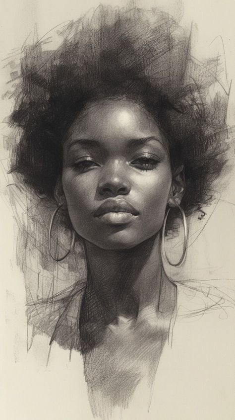 Unlock the Secret to Becoming a Work of Art. Click Here!#portraitdrawings #artinspiration #pencildrawings #realisticart Drawing African Woman, Drawing African Hair, Sketches Of Black Women, Black Female Portrait, Fire Water Earth Air, Portrait Palette, Female Portrait Art, Easy Portrait Drawing, Portrait Artists Pencil