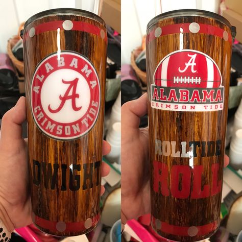 Alabama Tumbler Ideas, Woodgrain Tumbler Ideas, Football Tumbler Ideas, Woodgrain Tumbler, Cup Making, Football Tumbler, Resin Tumblers, Glitter Tumbler Cups, Glitter Tumblers