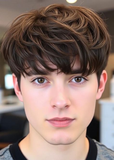 Dark Brown Textured Bowl Cut, Modern Men Hairstyle, men haircut Mens Hair Highlights Dark Brown, Brown Hairstyles Men, Brown Highlights Men, Bowl Cut Men, Hair Colour For Indian Skin, Highlights Men, Fade Haircut Designs, Male Hairstyle, Textured Bowl