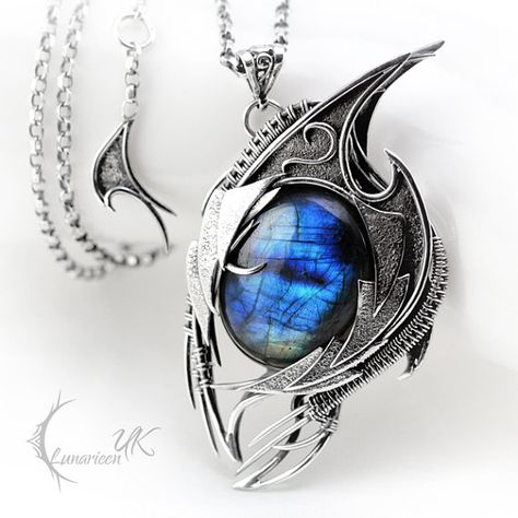 AXTRIIS DRACO Vampire Victorian, Fantasy Vampire, Dragons Eye, Blue Stones Jewelry, Gothic Pendant, Elven Jewelry, Basic Jewelry, Dragon Necklace, Gothic Necklace