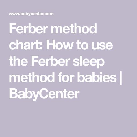 Ferber method chart: How to use the Ferber sleep method for babies | BabyCenter Ferber Method Chart, Ferber Method, Cry It Out, Sleeping Alone, Better Alone, Sleep Schedule, Sleep Problems, Baby Center, Sleep Training