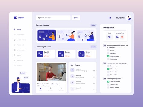 Course Web, Ui Ux 디자인, Ui Design Dashboard, Course Design, 포트폴리오 레이아웃, App Interface Design, Dashboard Ui, Language Courses, App Interface