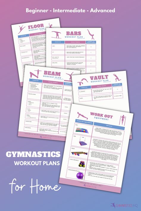 How To Practice Gymnastics At Home, Gymnastics Journal Ideas, At Home Gymnastics Workout, Recreational Gymnastics Lesson Plans, Gymnastics Conditioning At Home, Gymnastics Skills Checklist, Workouts For Gymnasts, Gymnastics Workout Flexibility, Gymnastics Workout At Home