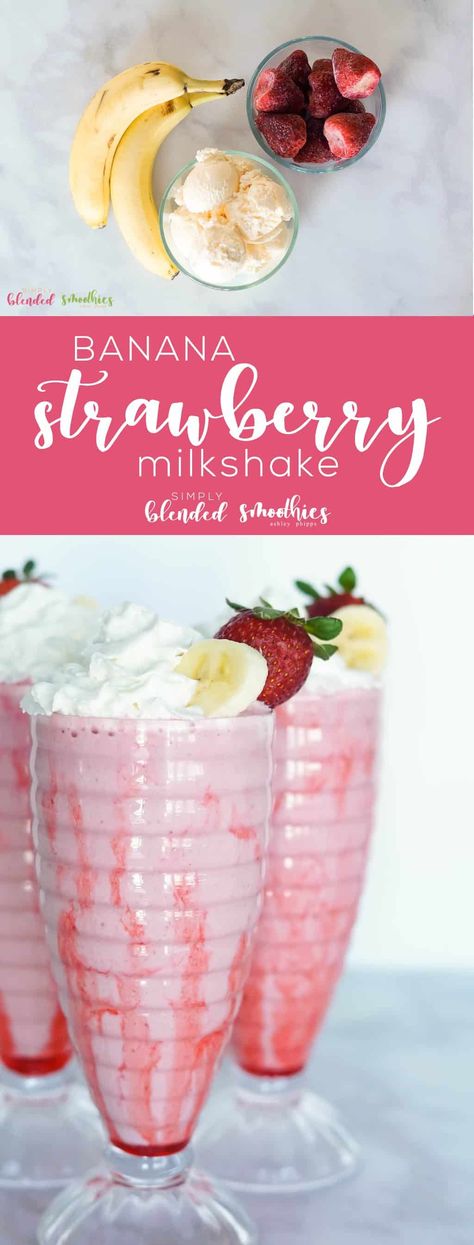 Make Milkshake, Milkshake Ideas, Banana Yogurt Smoothie, Milkshake Recipe Strawberry, Strawberry Banana Milkshake, Homemade Milkshake, Chocolate Banana Smoothie, Happy Habits, Banana Smoothie Bowl