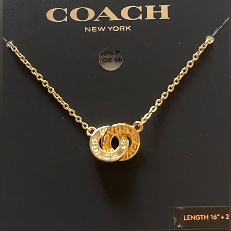 New W/Tags Coach Interlocking Circles Necklace. Gold-Plated Brass. Lobster Clasp Closure. Great Gift Idea. Comes In Original Packaging. 16” +2” Extender Retail $88. Open Circle Necklace, Interlocking Circle Necklace, Rose Stud Earrings, Signature Necklace, Girls Stuff, Flower Charm Necklace, Coach Jewelry, Starfish Pendant, Daisy Necklace