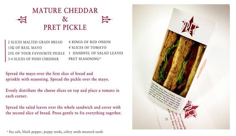 Pret a Manger cheese and pickle sandwich love. Pret A Manger Copycat Recipes, Cheese And Pickle Sandwich, Pickle Sandwich, Light Meals, Salad Leaves, Recipe Boards, Slice Of Bread, Light Recipes, Copycat Recipes