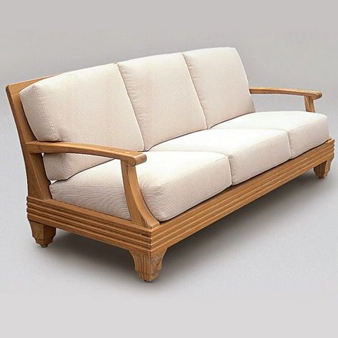 Available through Cabana Home Palazzio Sofa by Giati. Wooden Couch, Sofa Design Wood, Rustic Sofa, Wooden Sofa Set Designs, Target Wall, Kitchen Elegant, Bathroom Chic, Wooden Sofa Designs, Cheap Fall