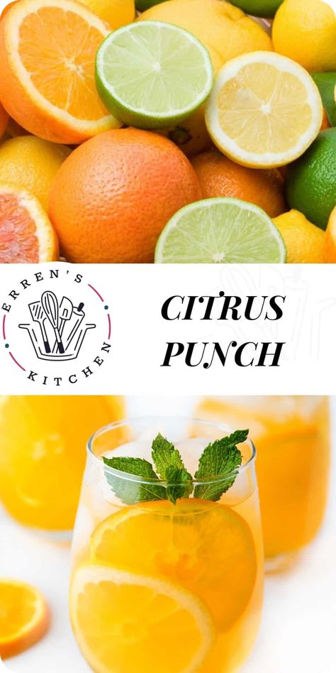 Citrus Punch - This recipe makes a sweet and refreshing drink that kids and adults will love in equal measure! #citrus #punch #summer #drinks #recipe Citrus Juice Recipes, Citrus Drinks Non Alcoholic, Party Lemonade Punch, Natural Fruit Punch Recipe, Citrus Non Alcoholic Drink, Lemonade And Sprite Punch, Citrus Punch Recipe, Orange Punch Recipes, Slush Punch