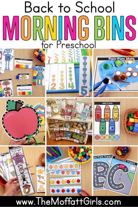 Morning Bin Ideas Preschool, Morning Bins For Preschool, Preschool Morning Tub Ideas, Morning Tubs Prek, Morning Preschool Activities, Morning Bins Toddler, Morning Basket Ideas Preschool, Morning Centers Preschool, Prek Morning Activities