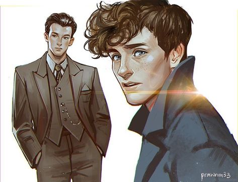 M ; 虾面 on Instagram: “Scamander brothers!! 🔥Theseus is my type 😏😏😏🔥🔥 Thank you for coming to my twitch stream! Theseus tied with Wei Wuxian for last month’s…” Funny Face Movie, Scamander Brothers, Fantastic Beasts Fanart, Fantasic Beasts, Funny Art Prints, Images Harry Potter, Harry Potter Drawings, Fantastic Beasts And Where, Harry Potter Fan Art