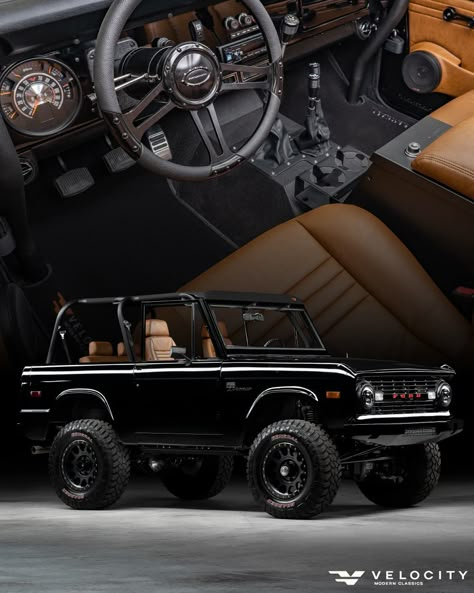 1973 Bronco, Vintage Ford Bronco Black, Bronco Restomod, Black Ford Bronco, Black Bronco, 240z Datsun, Bronco Truck, 6x6 Truck, Early Bronco