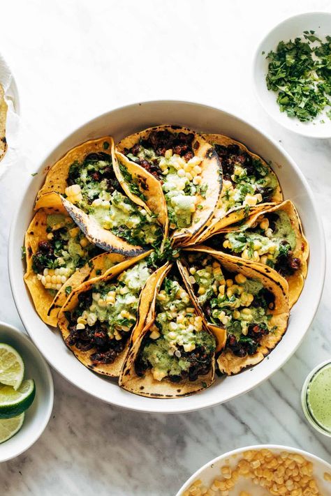 January Meal Plan, Beans And Greens, Verde Recipe, Sweet Potato Skins, Bean Tacos, Vegetarian Tacos, Homemade Enchiladas, Green Sauce, Vegetarian Dinner