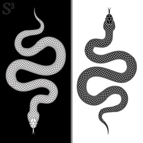 Solid Black Snake Tattoo, Double Snake Tattoo, White Snake Tattoo, Black Snake Art, Black And White Snake Tattoo, Black Mamba Tattoo, Black And White Snake Wallpaper, Snake Black And White, White And Black Snake Tattoo