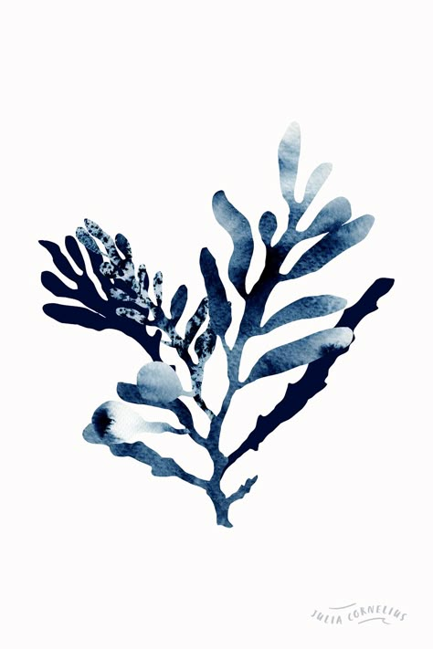 Watercolour seaweed collage - textures and indigo hues Reef Watercolor, Coral Illustration, Blue Coral Art, Seaweed Art, Watercolour Journal, Ginko Leaves, Murmuration Art, Sea Texture, Aquatic Art