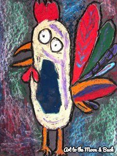 Art to the Moon & Back: Birds Picasso Rooster, Cartoon Rooster, Batik Painting, 1st Grade Art, Elementary Art Lessons, Pablo Picasso Art, Animal Art Projects, Pablo Picasso Paintings, Fall Art Projects