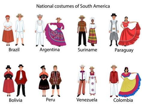 Brazil Clothing, Clothing Graphics, Costumes Around The World, America Outfit, Folk Costume, Traditional Clothing, Quick Workout, Free Vector Art, Illustration Vector