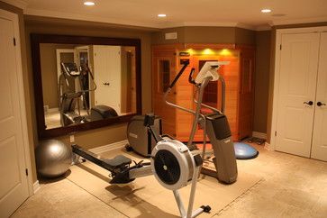 Basement gym w/sauna Sauna In Garage Ideas, Sauna In Home Gym, Sauna In Garage, Home Gym With Sauna, Home Gym Sauna, Garage Sauna, Gym With Sauna, Build A Sauna, Basement Sauna