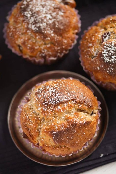 These golden plum muffins are made with only eight ingredients and are ready in about 30 minutes. A perfectly delicious autumnal treat that will make your day. #whereismyspoon #plummuffins #fallmuffins #autumnmuffins #muffinrecipes #muffins #plumrecipes #plumdesserts #easymuffins #easydessert #yummymuffins Plum Recipes Healthy, Muffins With Yogurt, Plum Muffins, Apple Cinnamon Muffins Recipe, Plum Dessert, Sour Cream Muffins, Fall Muffins, Golden Plum, Plum Recipes