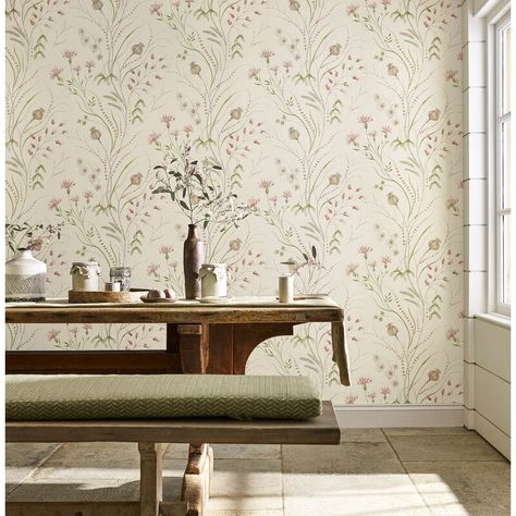 Sanderson Summer Harvest Wallpaper | Perigold Sanderson Osier Wallpaper, Harvest Wallpaper, Floral Design Wallpaper, Nautical Chic, Summer Harvest, British Countryside, Wallpaper Direct, Bathroom Wallpaper, Pierre Frey