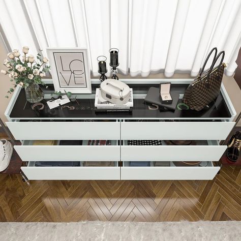 63" Display Glass Top Elegant Jewelry Storage Dresser Chest Of Drawers - On Sale - Bed Bath & Beyond - 38286205 Chest Drawer, Storage Dresser, Fabric Dresser, Wood Storage Cabinets, 9 Drawer Dresser, Dresser Chest, Dresser Storage, White Storage, Dressing Area