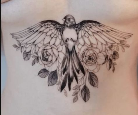 Wing Tattoo Designs, Mommy Tattoos, Floral Tattoo Sleeve, Chest Piece Tattoos, Tattoos For Black Skin, Sternum Tattoo, Bird Tattoo, Wings Tattoo, Chest Piece