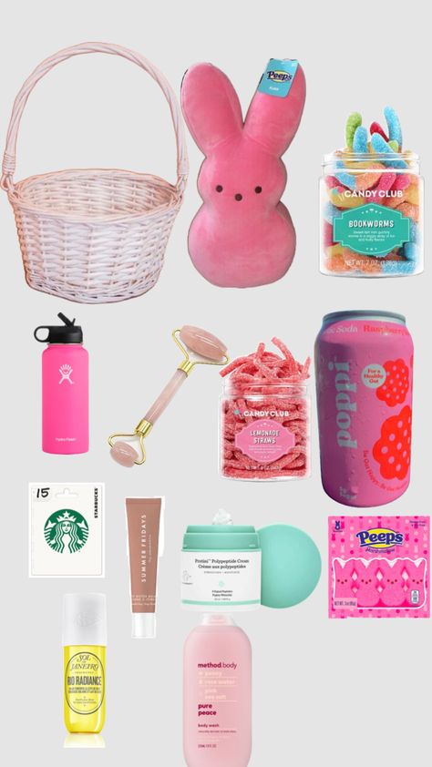 preppy easter basket inspo!💗 Best Friend Easter Basket Gift Ideas, Preppy Easter Basket Ideas, Preppy Easter Basket, Cheap Easter Basket Ideas, Easter Aesthetics, Easter Basket Ideas For Teens, Cheap Easter Baskets, Preppy Easter, Teen Easter Basket