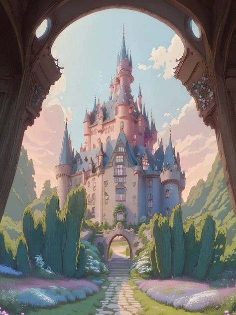 Fairytale Background, Castle Cartoon, Old Disney Movies, Castle Illustration, Fairytale Aesthetic, Sleeping Beauty Castle, Karakter Disney, Blue Aesthetic Pastel, Architecture Painting