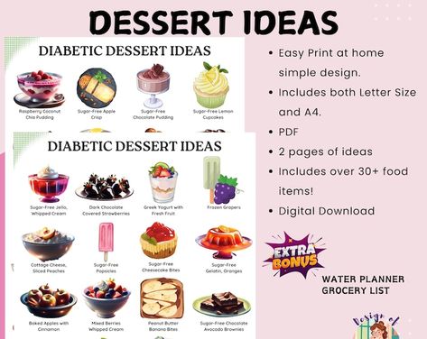 Pre Diabetic Snack List for Pre Diabetes Low Sugar Food Meal Plan, Prediabetes Food Chart and Grocery List, Type 2 Diabetes Diet Chart - Etsy Gf Dinner Ideas, Peach Popsicles, Snack List, Chocolate Greek Yogurt, Food Meal Plan, Sugar Free Jello, Snacks List, Food Planner, Raspberry Coconut