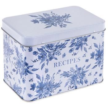 Tin Dimensions: 6.56" H x 4.75" W x 4.06" D Divider Dimensions: 4.38" x 5.94" Card Dimensions: 3.94" x 5.94 Material: Tin & Cardstock Color: Blue & Silver Pattern: Floral Quantity: 1 Recipe Box, 8 Dividers & 25 Recipe Cards Share your cherished recipes with friends and family by storing them in this Chinoiserie Floral Recipe Box. This set includes recipe cards for you to write down important ingredients, prep time, and even how many people the meal would serve. There are tabbed cards decorated w Something Blue Brunch, Place Setting Gifts, Chinoiserie French, Chinoiserie Party, Recipes With Friends, Blue Willow Wedding, Chinoiserie Kitchen, Brunch Sides, Chinoiserie Wedding