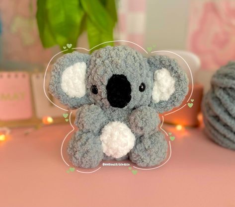 baby koala 🐨🩶 this was the first pattern i ever created! it was so fun crocheting this chunky guy after so long! if you’re interested in the pattern, you can find it at the link in my bio! 🫶🏼 pattern: @mellowstitchesco yarn: alize softy mega @alizeyarns 🏷️ #crochet #crochetpatterns #koala #crochetkoala #marketpatterns #crochetlove Koala Crochet, Cute Koalas, Bulletin Journal, Crochet Plushie, Bulletin Journal Ideas, Baby Koala, Toy Pattern, Crochet Toy, Crochet Gifts