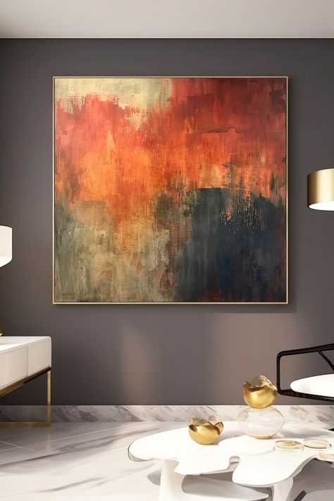 Original handmade abstract acrylic painting featuring vibrant orange, deep blue, and earthy tones with textured brushstrokes Cranberry Color, Canvas Decor, Handmade Artwork, Abstract Painting Acrylic, Abstract Acrylic, Earthy Tones, Abstract Painting, Acrylic Painting, Original Paintings