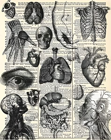 Vintage Medical Art, Dark Academia Painting, Medical Artwork, Grunge Posters, Lizzie Hearts, Gcse Art Sketchbook, Dictionary Art Print, Hobbies Creative, Vintage Dictionary