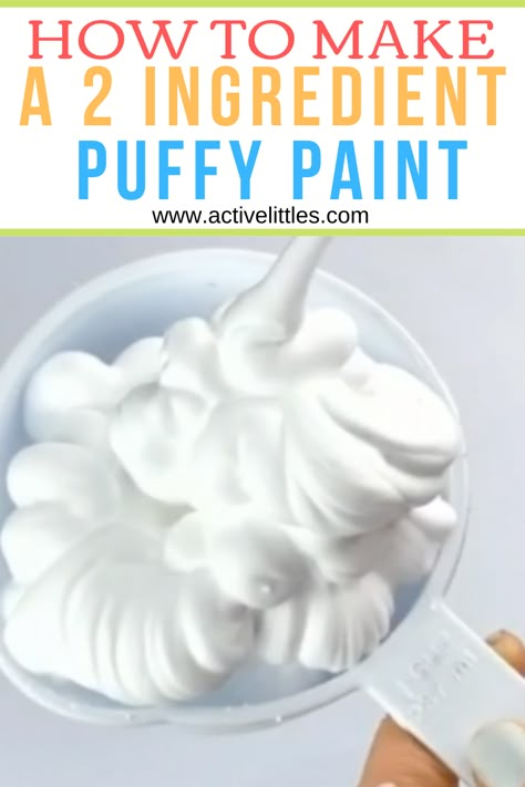 Make Puffy Paint, Puffy Paint Recipe, Homemade Finger Paint, Homemade Puffy Paint, Diy Puffy Paint, Kids Activities At Home, Paint Recipe, Homemade Paint, Puff Paint