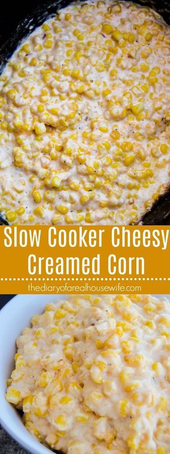 Slow Cooker Cheesy Creamed Corn Vegetables Crockpot, Cream Corn Crockpot, Cheesy Creamed Corn, Supper Sides, Slow Cooker Creamed Corn, Cream Cheese Corn, Comfort Meals, Corn Side Dish, Creamed Corn Recipes