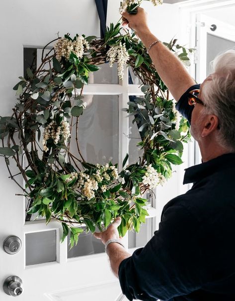 christmas wreath on front door Decorating Christmas Tree Ideas, Neale Whitaker, Cyclamen Care, Wreath Ideas Christmas, How To Grow Cherries, Garden Australia, Couples Dining, Wrapping Ideas Christmas, Kmart Home