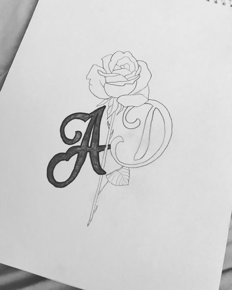 A D Tattoo Letter, Two Initials Tattoo, Couples Drawing Sketch, A And D Letters Together Love Tattoo, Cool Drawings For Boyfriend, Cute Things To Draw For Him, D Letter Drawing, Drawing Ideas Love Boyfriend