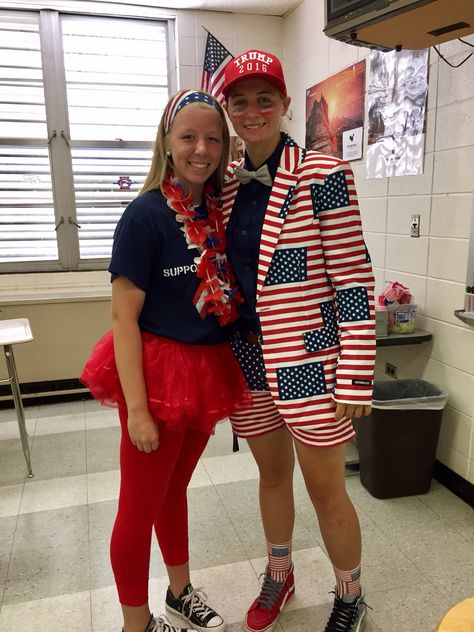 Patriotic Dress Up Day For School, Merica Monday Spirit Week, Hoco Dress Up Days, Merica Monday, Hoco 2022, School Spirit Week, America Dress, Spirit Week Outfits, Dress Up Days