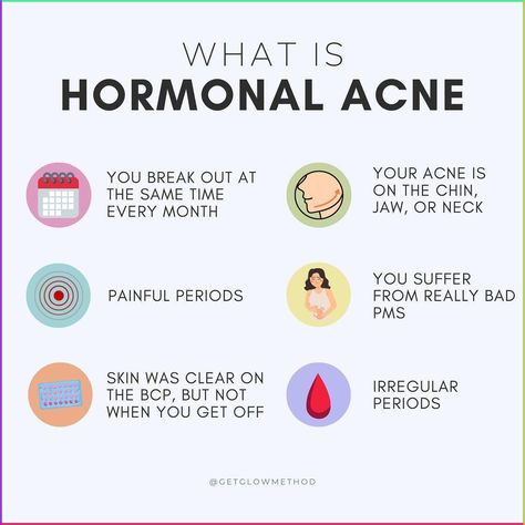 What is hormonal acne?!?! 🙋🏼‍♀️You break out at the same time every month, usually around your period 🙋🏼‍♀️Your acne shows up in specific areas, either on the chin, jaw, neck, chest, or bum 🙋🏼‍♀️Your periods are irregular or painful 🙋🏼‍♀️You had clear skin on the BCP but are breaking out now that you’ve come 🙋🏼‍♀️You suffer from bad PMS symptoms The best part about hormonal acne is it can be healed...FOR GOOD. After I worked at balancing out my specific hormonal imbalances, my skin cle Period Acne Tips, How To Clear Chin Acne, How To Heal Hormonal Acne, Period Pimples, Period Acne, Clear Glowy Skin, Period Self Care, Food For Acne, Inflamed Pimple