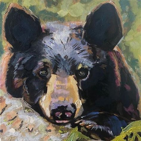 Black Bears Art, Bear Portrait, Bear Artwork, Animals Watercolor, Bear Paintings, Animal Painting, Bear Art, Wild Animal, Daily Paintworks