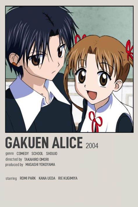 90s Anime Shows, Old Romance Anime, Old Animes To Watch, Old Anime To Watch, Shoujo Anime Recommendation, Posters Anime, Gakuen Alice, Shoujo Anime, Alice Anime