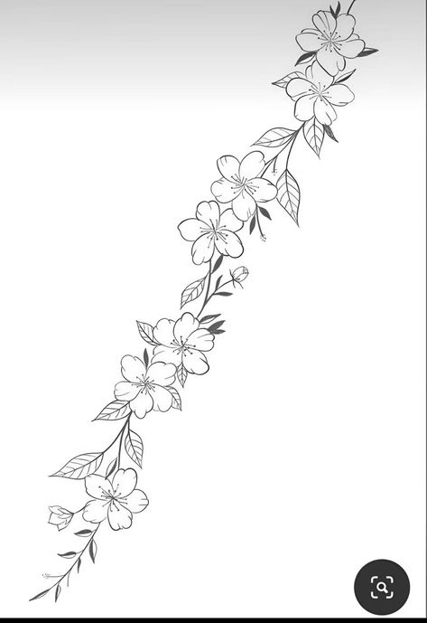 Flower Arm Wrap Tattoo Stencil, Flowers On Vines Drawing, Vine Of Roses Tattoo, Calf Tattoo Stencil, Vine Drawing Tattoo, Cherry Blossom Vine Tattoo, Cherry Blossom Tattoo Stencil, Vines Tattoo Design, Flower Tattoos Arm