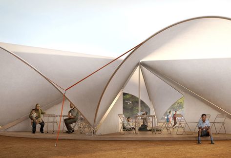 Tent Architecture, Tent Structure, Bohemian Hotel, Le Corbusier Architecture, Homeless Shelter, Refugee Camp, Land Art, Public Space, Tree House