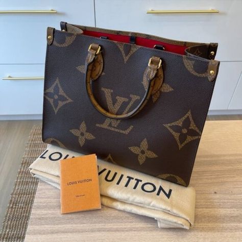 Louis Vuitton OnTheGo Tote Reverse Monogram Giant GM Brown Louis Vuitton Onthego Tote, Onthego Mm, Louis Vuitton Onthego, Beige Tote Bag, Louis Vuitton Artsy Mm, Busy Woman, Louis Vuitton Artsy, Louis Vuitton Neverfull Monogram, Monogram Neverfull