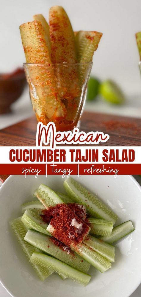 Cucumber and Tajin Salad | Pepinos con Chile Tajin And Cucumbers, Cucumber And Tajin, Mexican Cucumber Salad, Mexican Cucumber, Cucumber Snack, Tajin Recipes, Cucumber Snacks, Yummy Salads, Frozen Snack