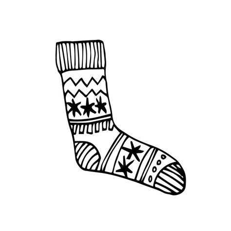 Premium Vector | Cute sock with ornaments doodle hand drawn illustration high quality illustration knitted stocking Stocking Doodle, Sock Doodle, Knitted Stocking, Knit Stockings, Hand Drawn Illustration, Drawn Illustration, Cute Socks, Cool Socks, Premium Vector